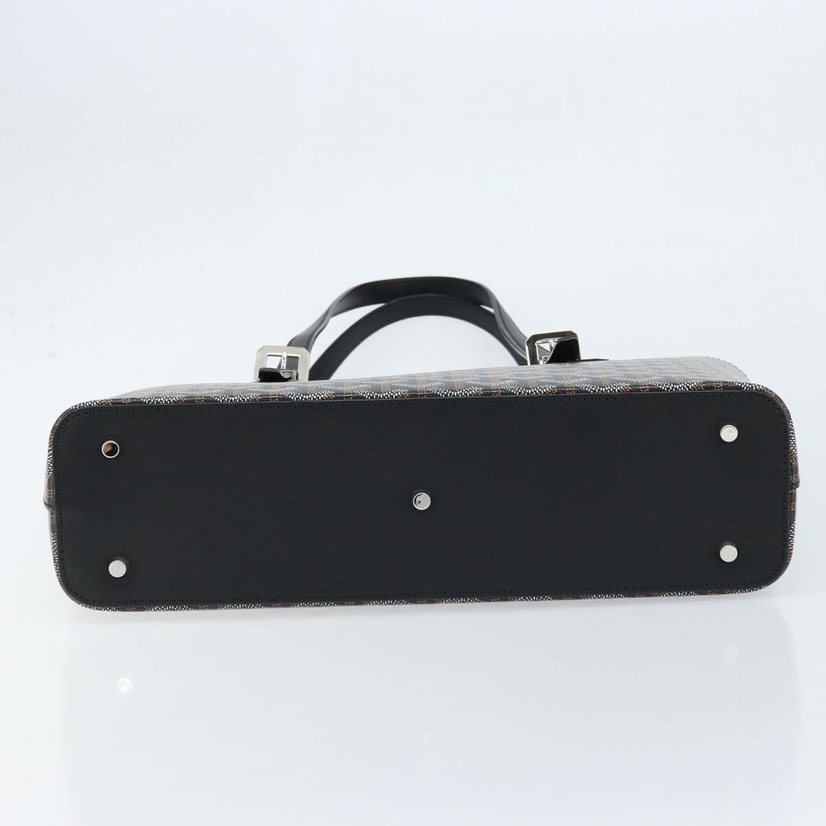 GOYARD Herringbone Okinawa PM Tote Bag PVC Black Silver Auth 158582SM