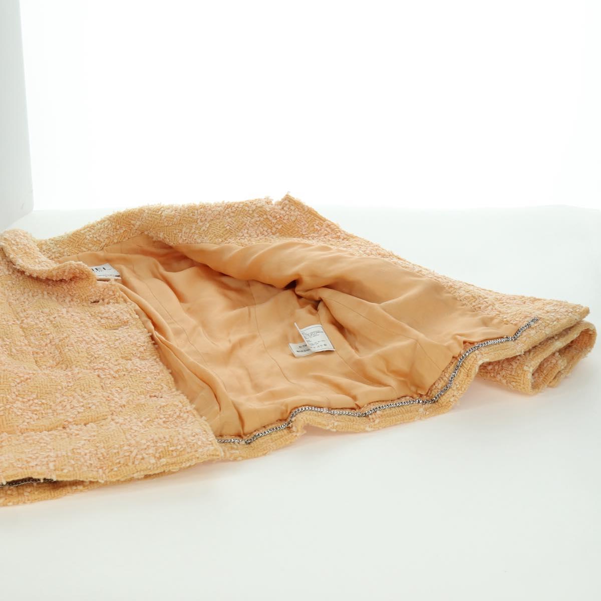 CHANEL jacket Skirt Setup Jacket Tweed Orange 40 CC Auth 158585M