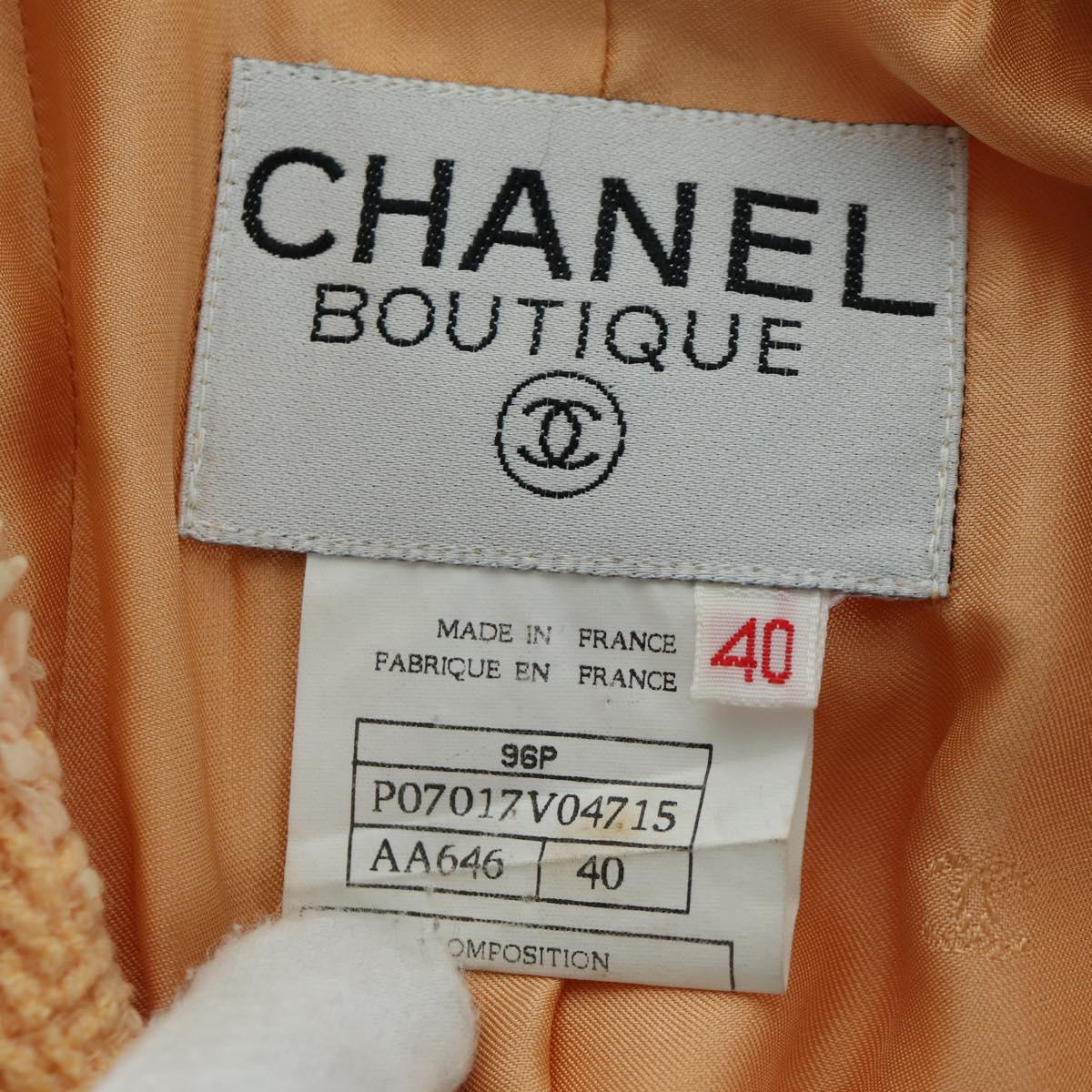 CHANEL jacket Skirt Setup Jacket Tweed Orange 40 CC Auth 158585M