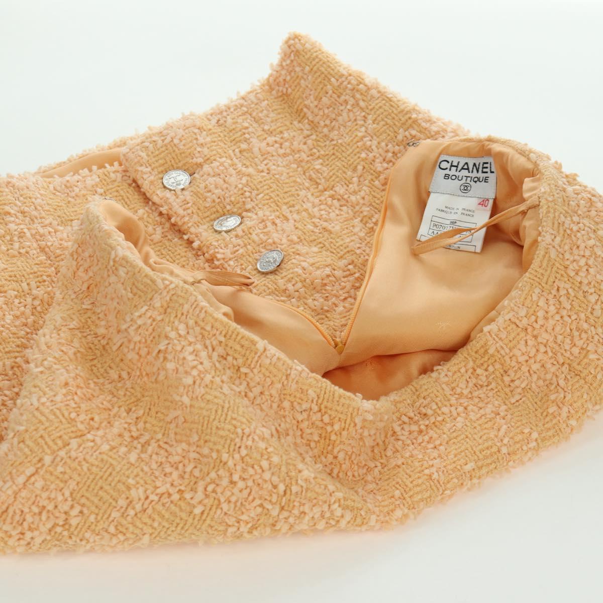 CHANEL jacket Skirt Setup Jacket Tweed Orange 40 CC Auth 158585M