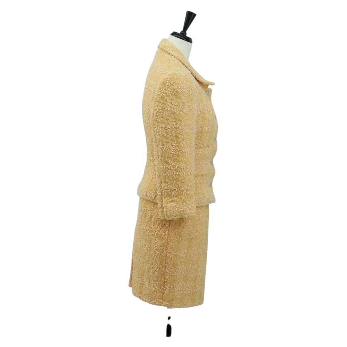 CHANEL jacket Skirt Setup Jacket Tweed Orange 40 CC Auth 158585M