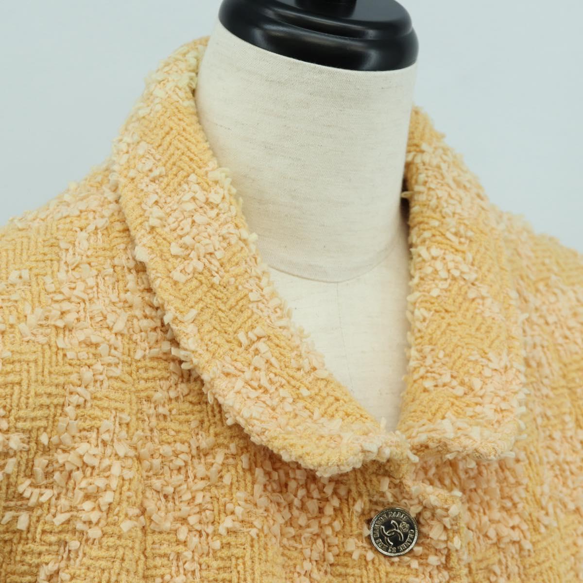 CHANEL jacket Skirt Setup Jacket Tweed Orange 40 CC Auth 158585M