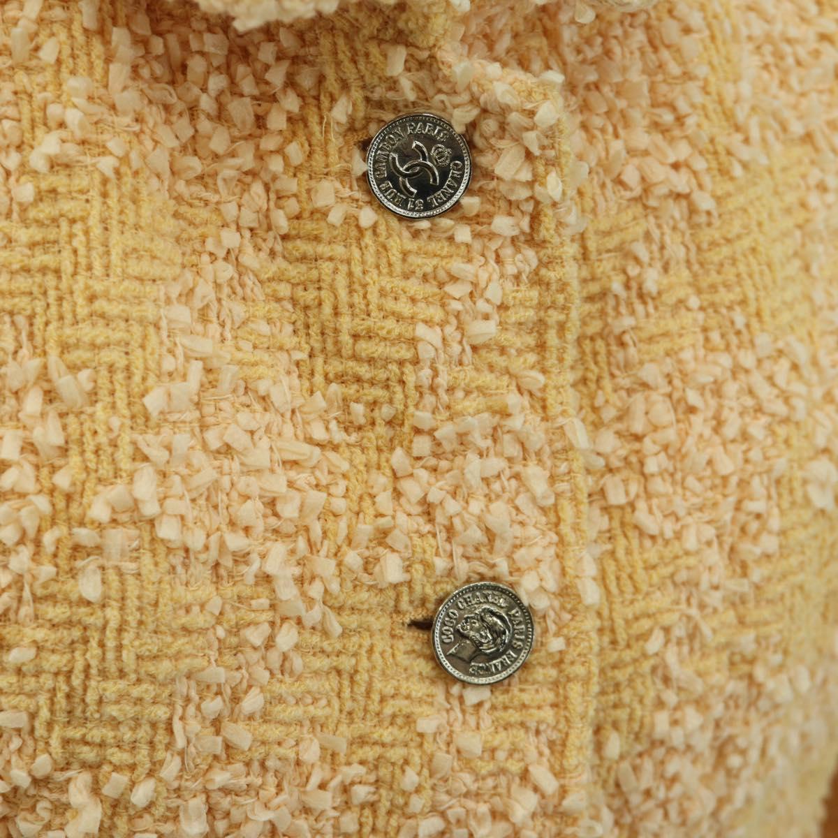 CHANEL jacket Skirt Setup Jacket Tweed Orange 40 CC Auth 158585M