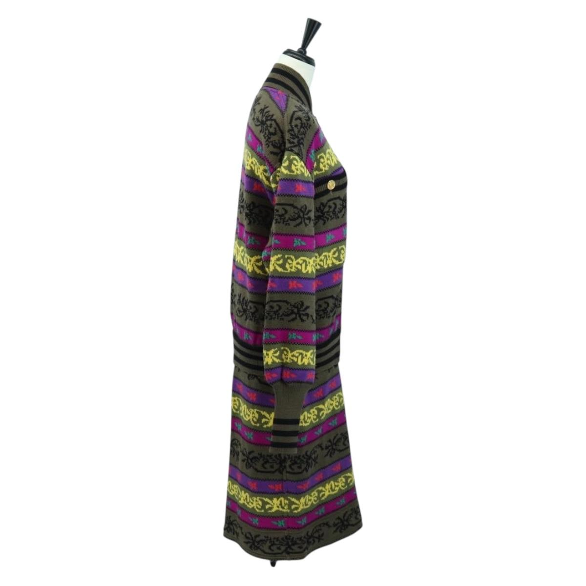 CHANEL Knitted Fabrics Wool Multicolor CC Auth 158587SAM