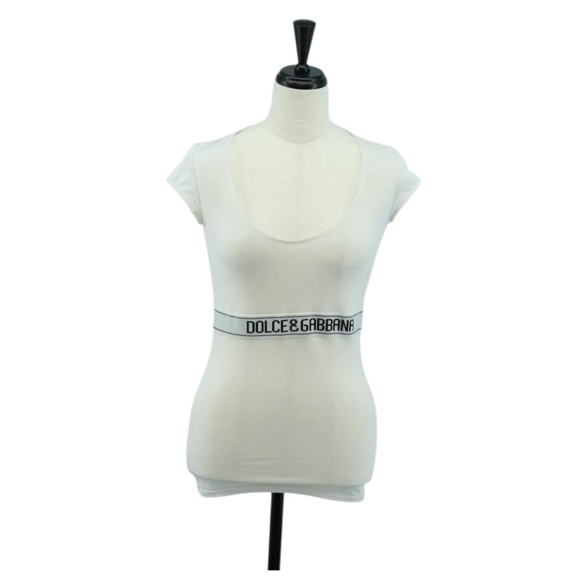 DOLCE&GABBANA Tank Top Cotton White Auth 158588M