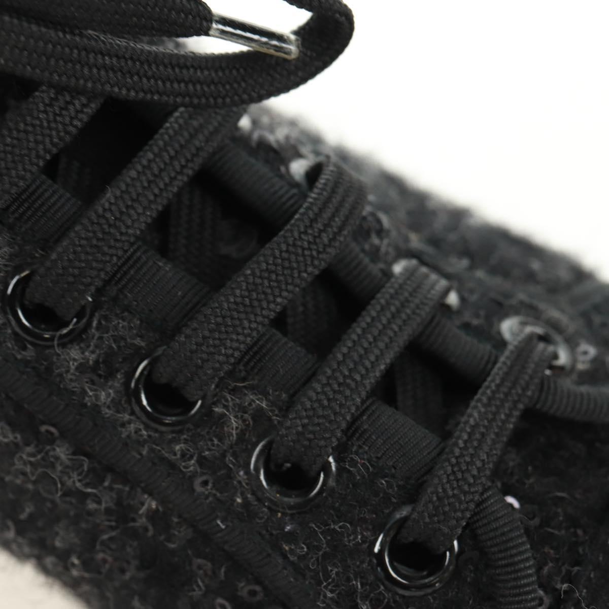 LOUIS VUITTON High Cut Sneakers Wool Canvas Black LV Auth 158597M