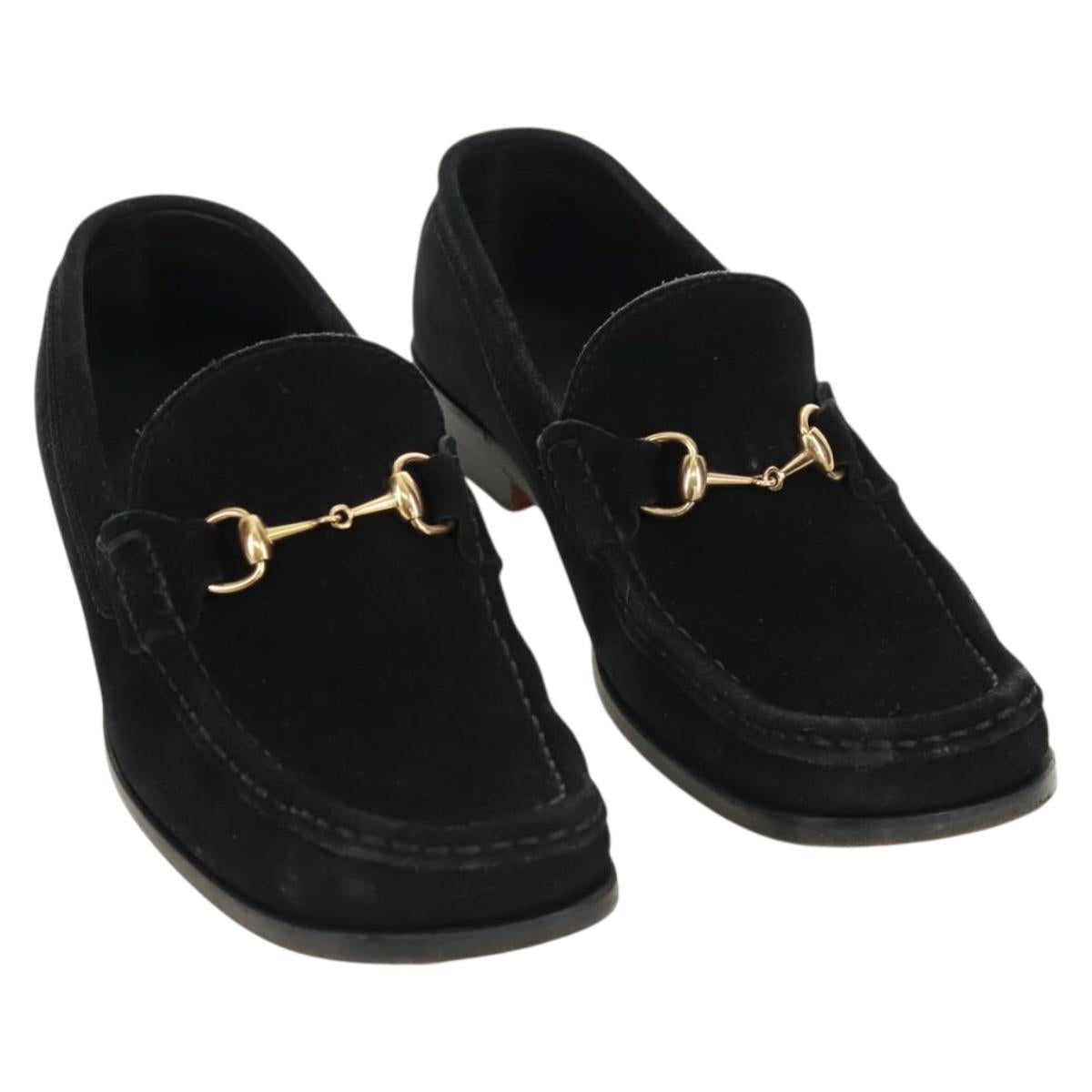 GUCCI Loafers Suede 37 C Black Auth 158600M