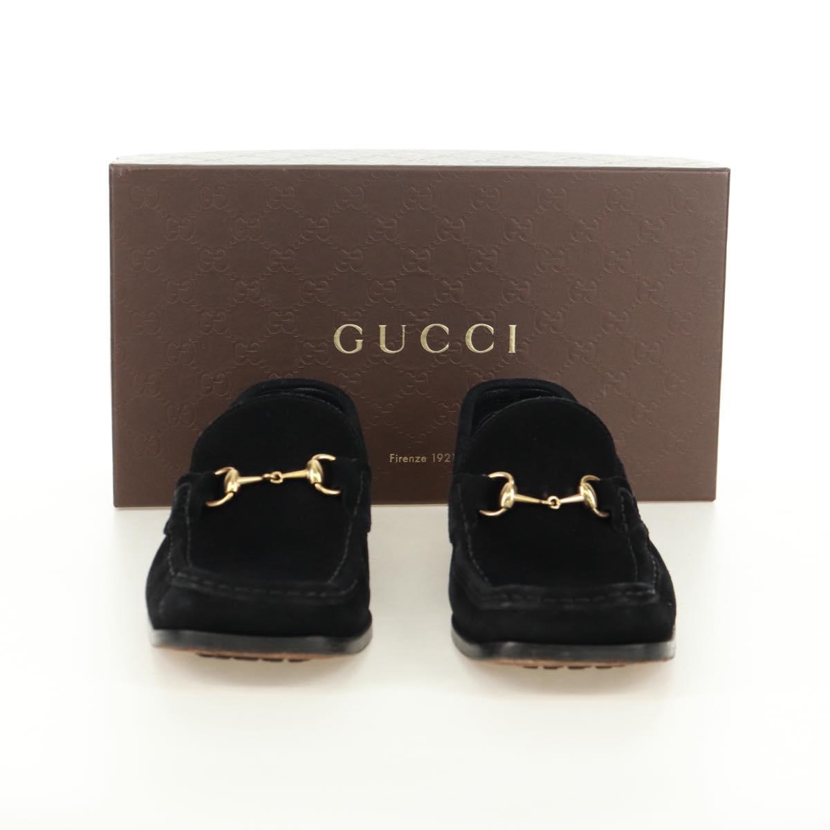 GUCCI Loafers Suede 37 C Black Auth 158600M