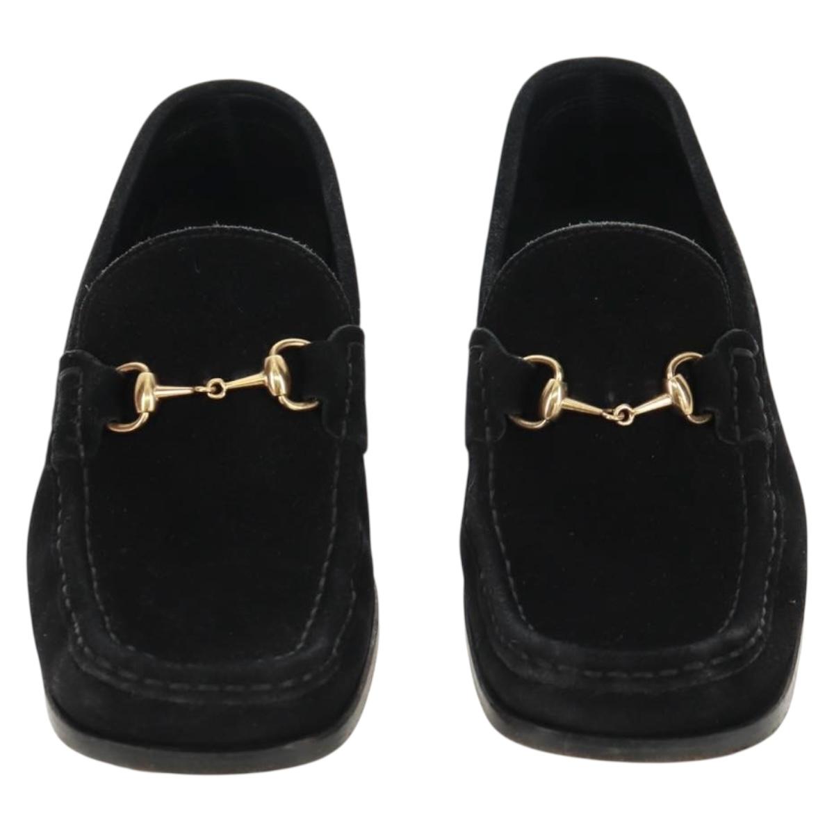 GUCCI Loafers Suede 37 C Black Auth 158600M