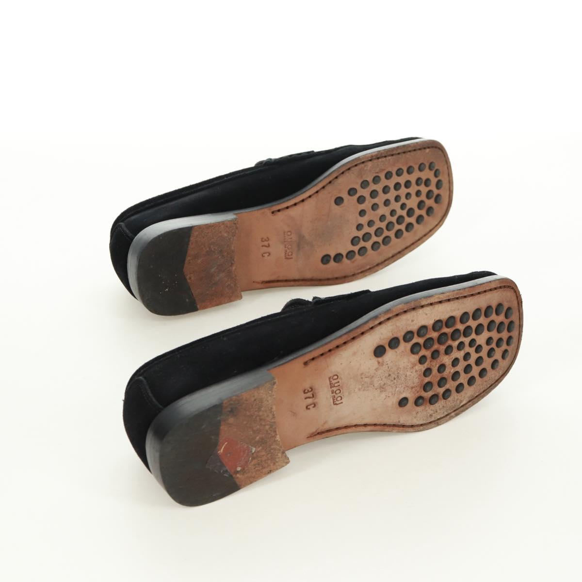 GUCCI Loafers Suede 37 C Black Auth 158600M