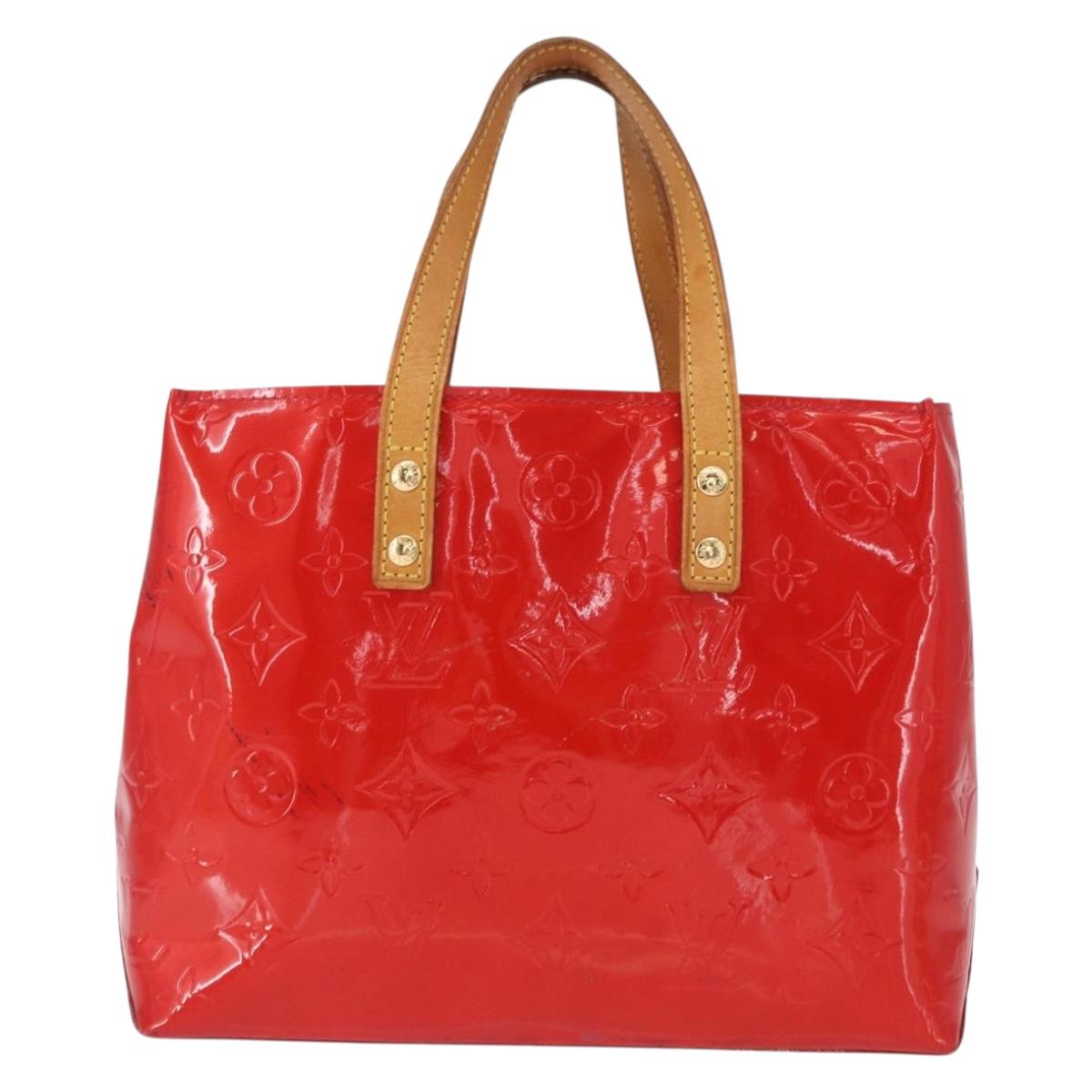 LOUIS VUITTON Monogram Vernis Reade PM Hand Bag Red Rouge M91088 LV Auth 158633