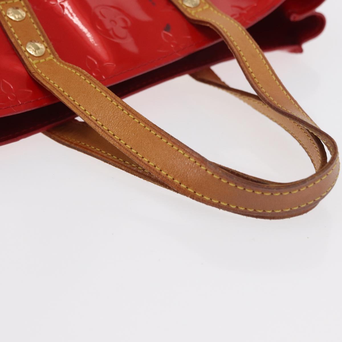 LOUIS VUITTON Monogram Vernis Reade PM Hand Bag Red Rouge M91088 LV Auth 158633