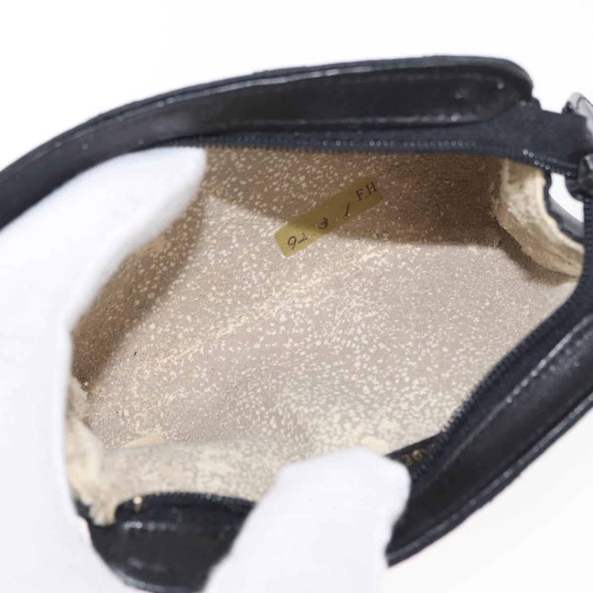 CHANEL Bicolore Pouch Satin Black Gold CC Auth 158658