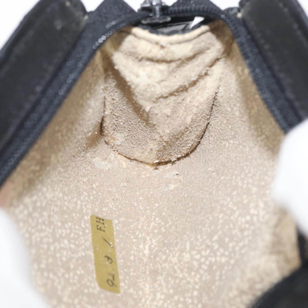 CHANEL Bicolore Pouch Satin Black Gold CC Auth 158658