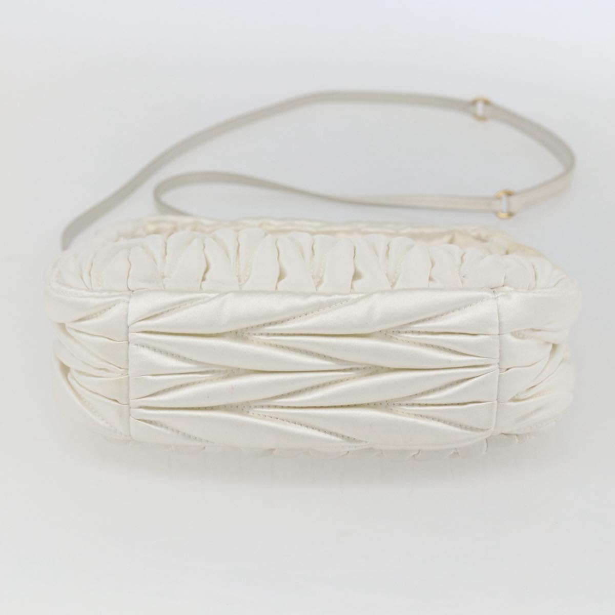 Miu Miu Matelasse Hand Bag Satin 2way White Gold Auth 158666SAM