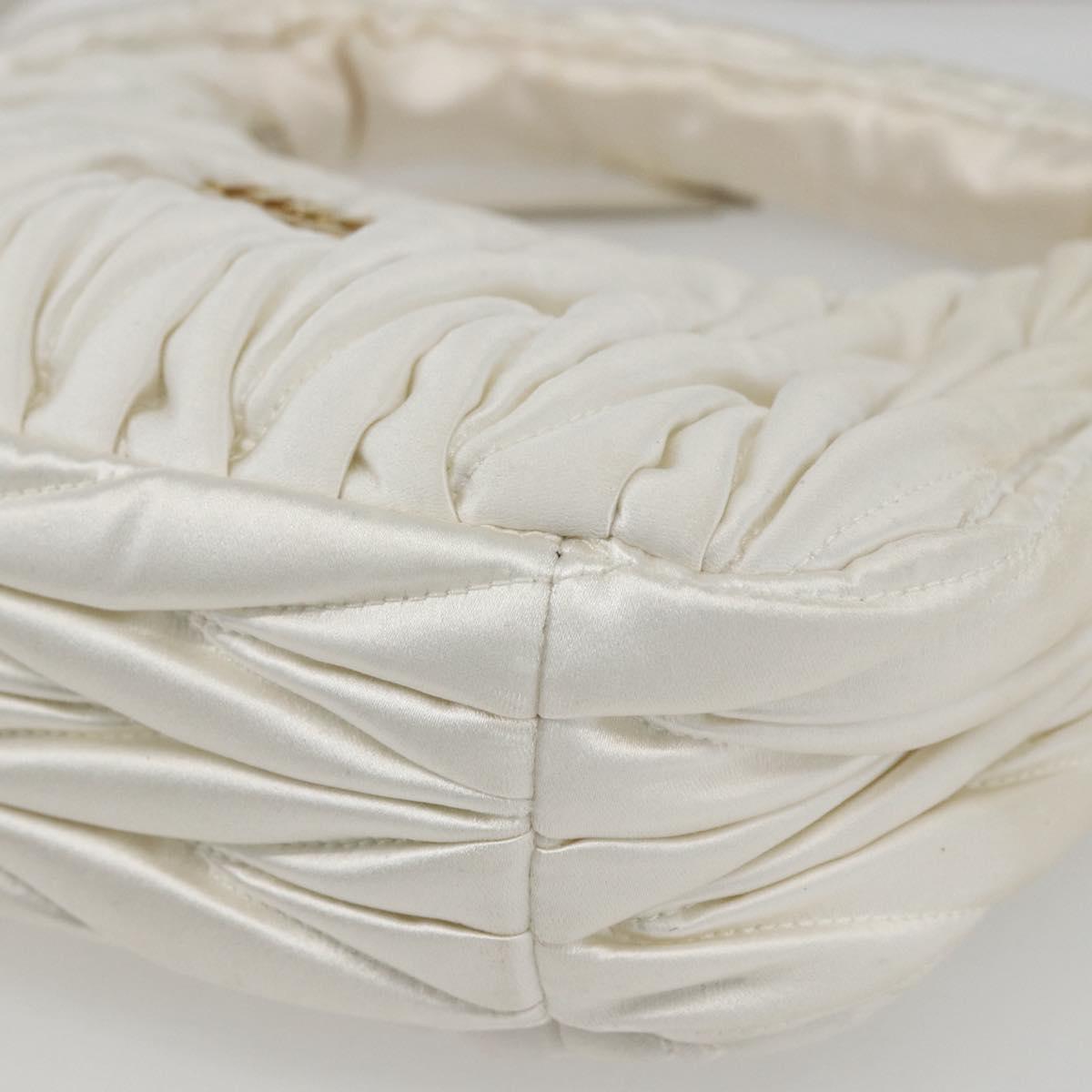 Miu Miu Matelasse Hand Bag Satin 2way White Gold Auth 158666SAM