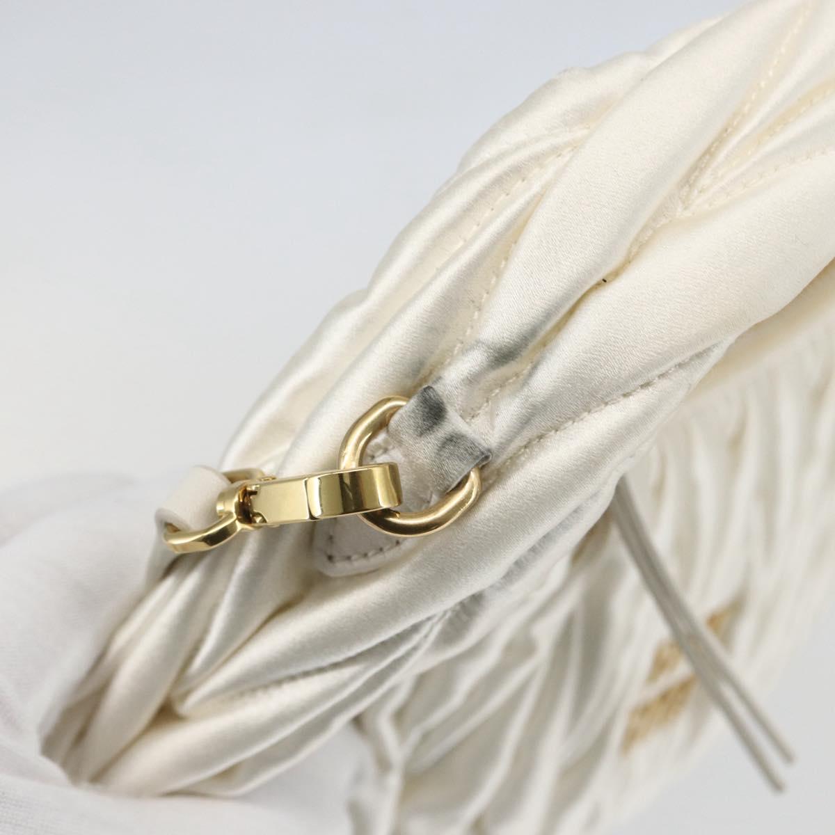 Miu Miu Matelasse Hand Bag Satin 2way White Gold Auth 158666SAM