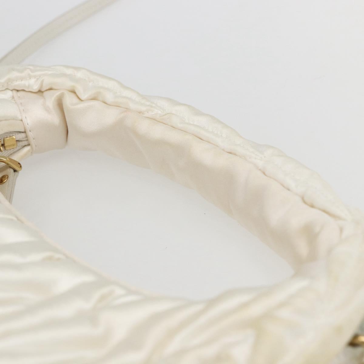 Miu Miu Matelasse Hand Bag Satin 2way White Gold Auth 158666SAM