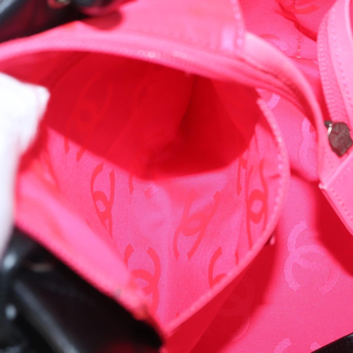 CHANEL Cambon Line Tote Bag Leather Black Silver CC Auth 158676SAM