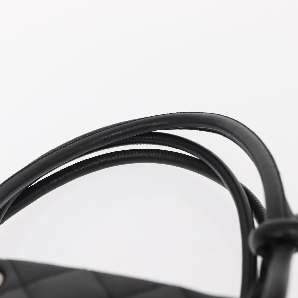 CHANEL Cambon Line Tote Bag Leather Black Silver CC Auth 158676SAM