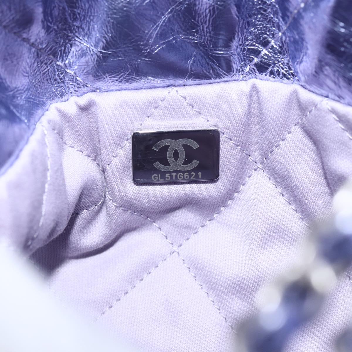 CHANEL Chain Chanel 22 Mini Hand Bag Leather 2way Purple CC Auth 158680SM