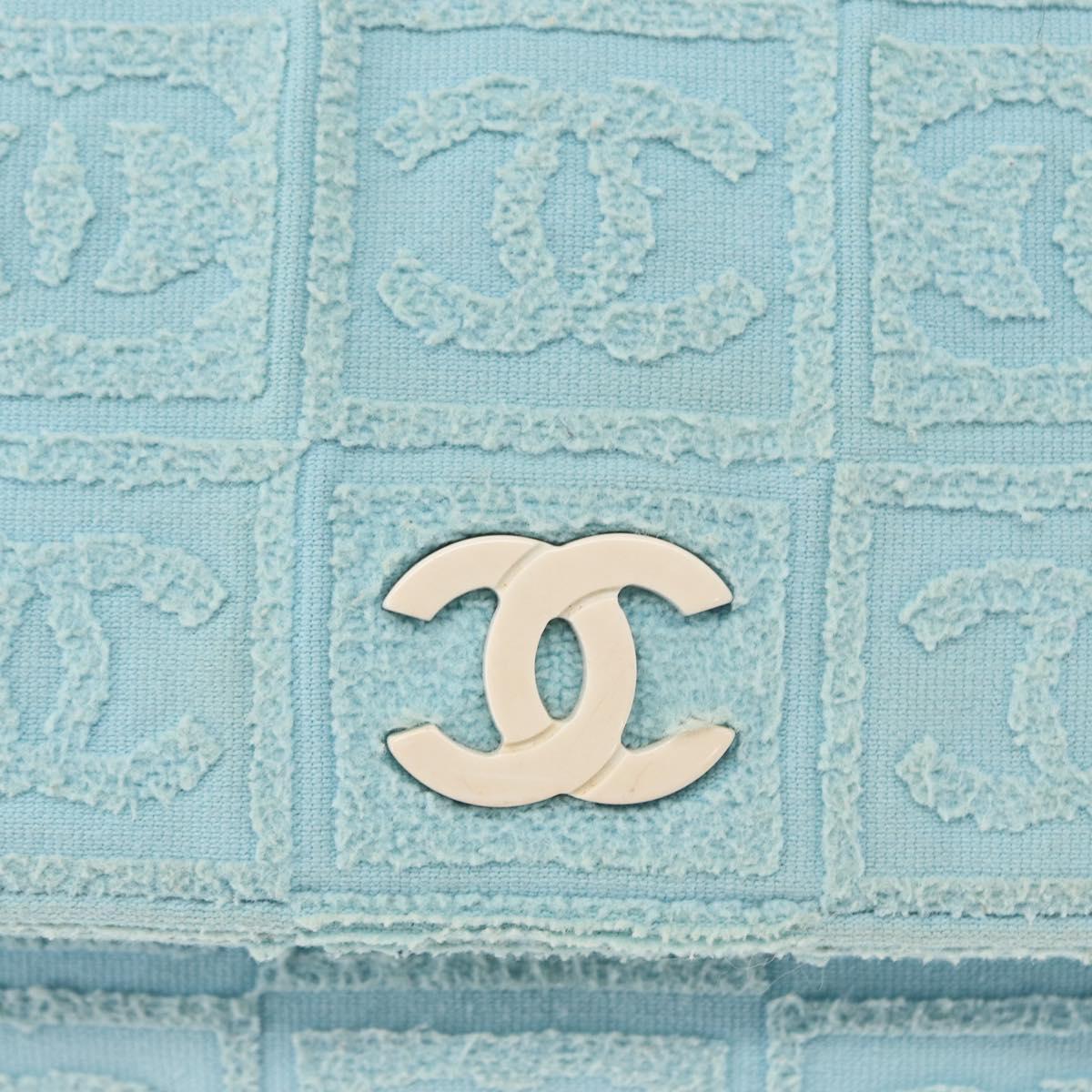 CHANEL Plastic Chain Shoulder Bag Pile Light Blue Silver CC Auth 158681V