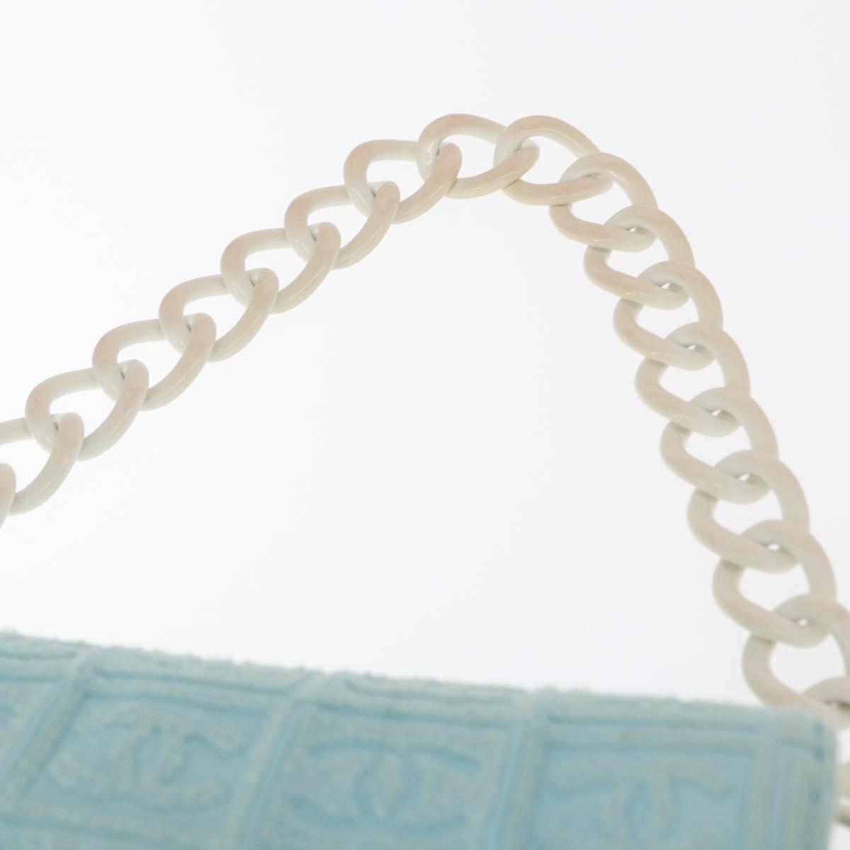 CHANEL Plastic Chain Shoulder Bag Pile Light Blue Silver CC Auth 158681V