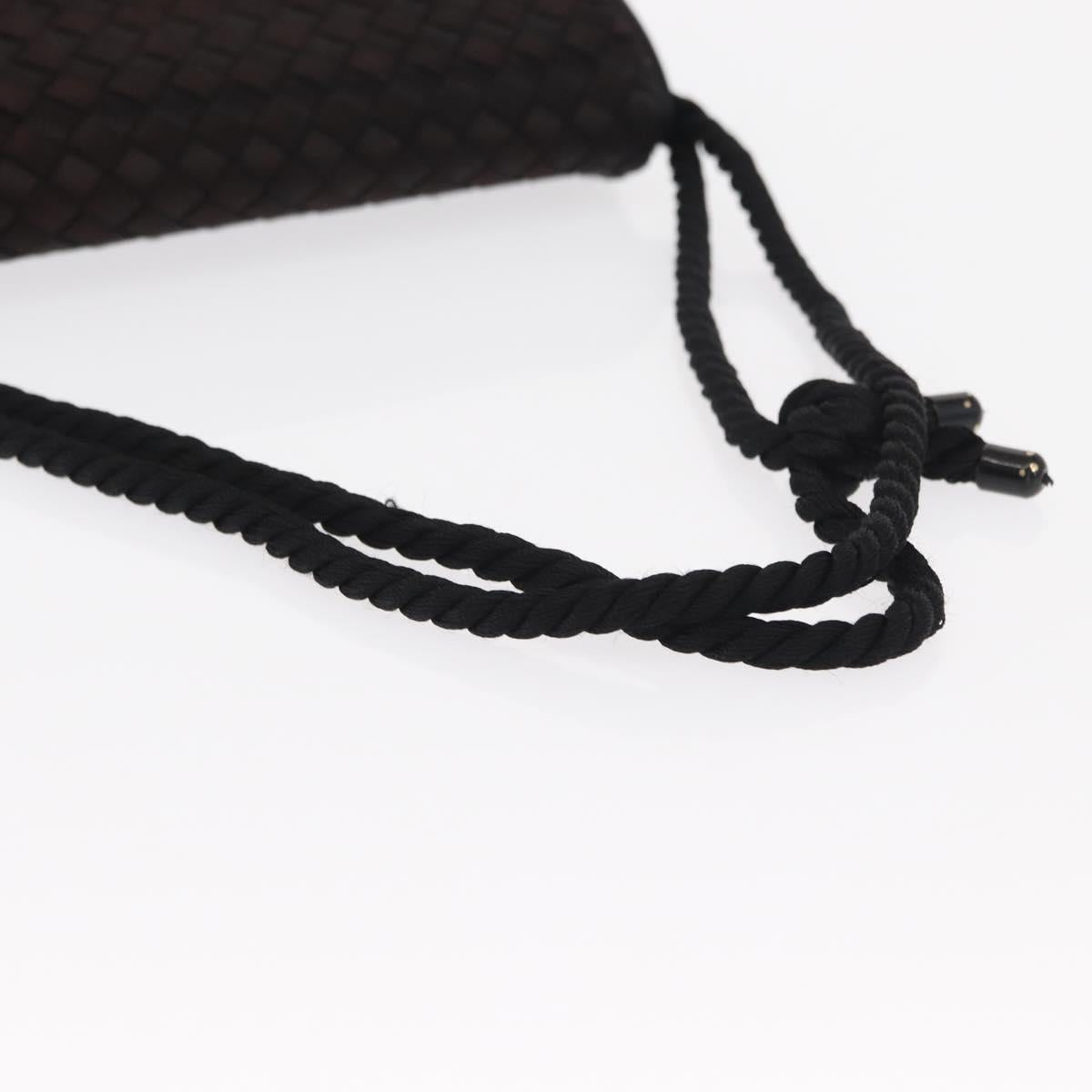 BOTTEGA VENETA INTRECCIATO Shoulder Bag Satin Black Gold Auth 158685