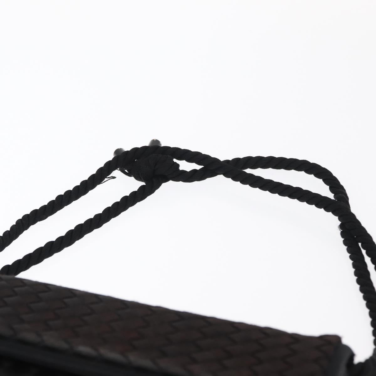 BOTTEGA VENETA INTRECCIATO Shoulder Bag Satin Black Gold Auth 158685