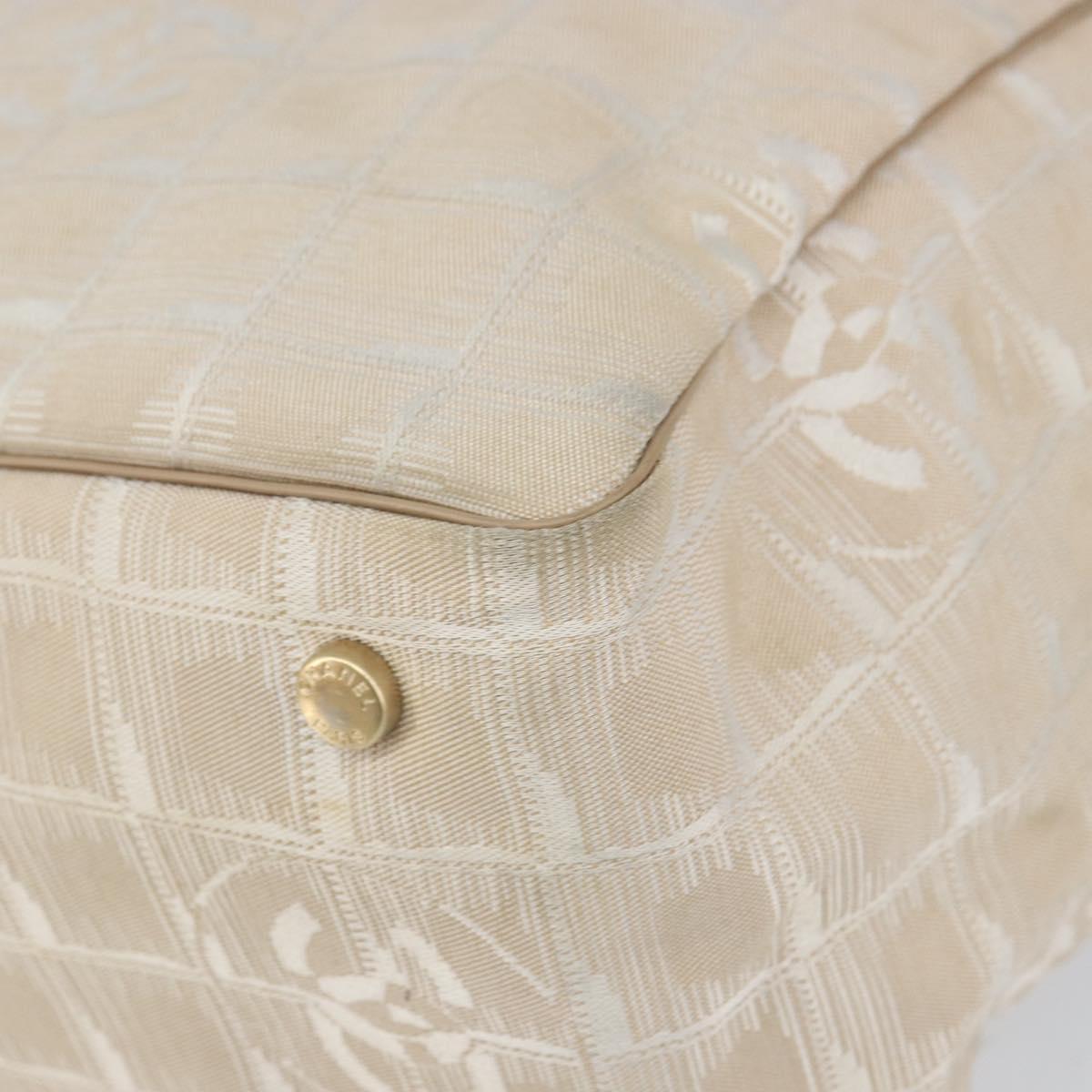 CHANEL New Travel Line Tote Bag Beige Gold CC Auth 158686