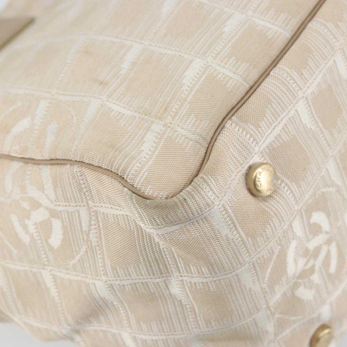 CHANEL New Travel Line Tote Bag Beige Gold CC Auth 158686