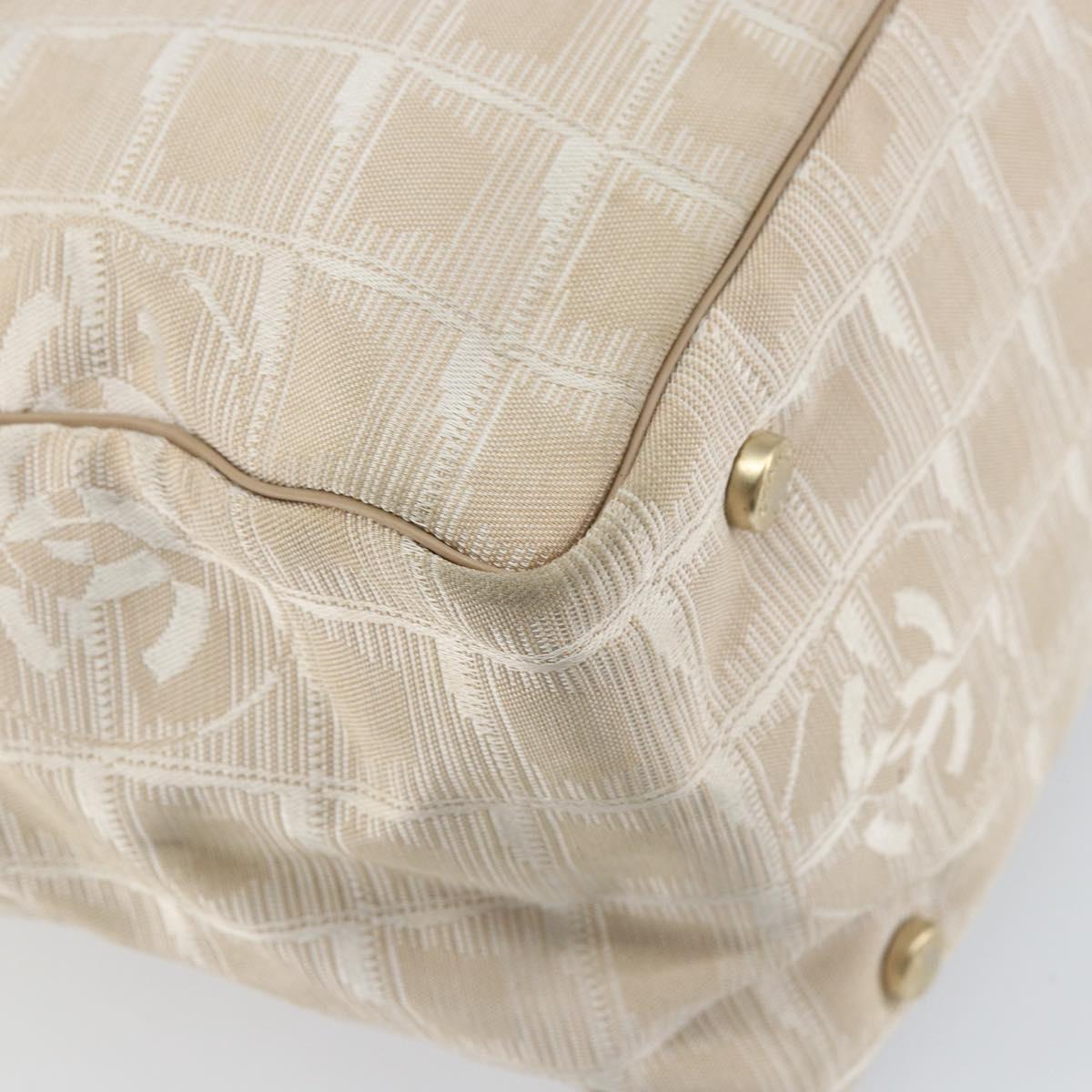 CHANEL New Travel Line Tote Bag Beige Gold CC Auth 158686