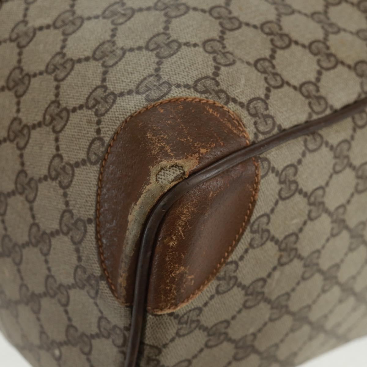 GUCCI GG Supreme Web Sherry Line Boston Bag PVC Beige Gold Auth 158687