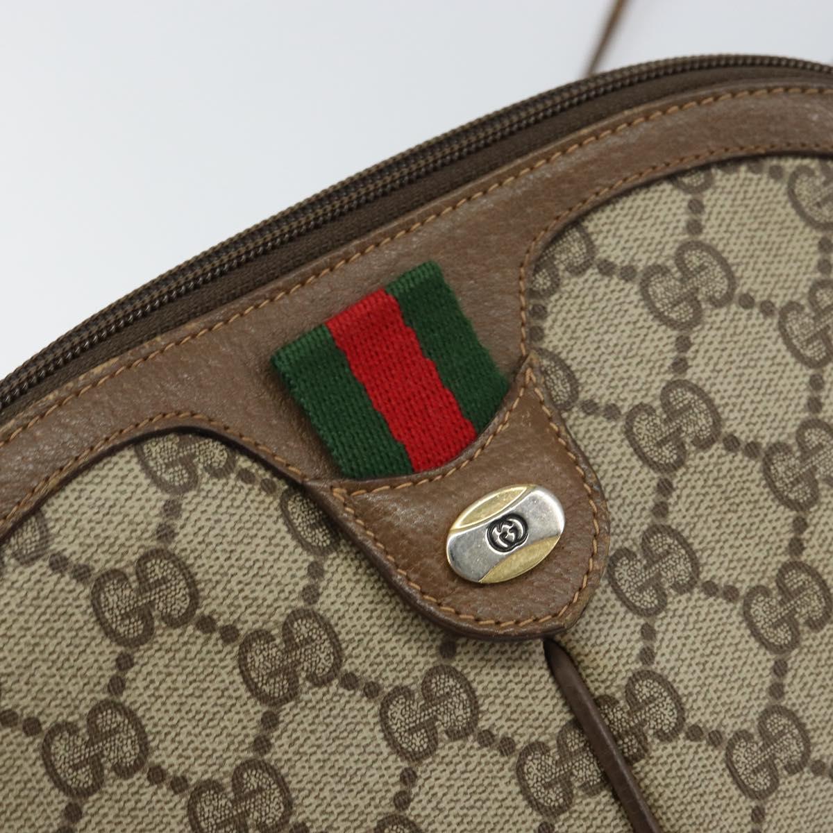 GUCCI GG Supreme Web Sherry Line Bag PVC Beige Gold 904 02 047 Auth 158689