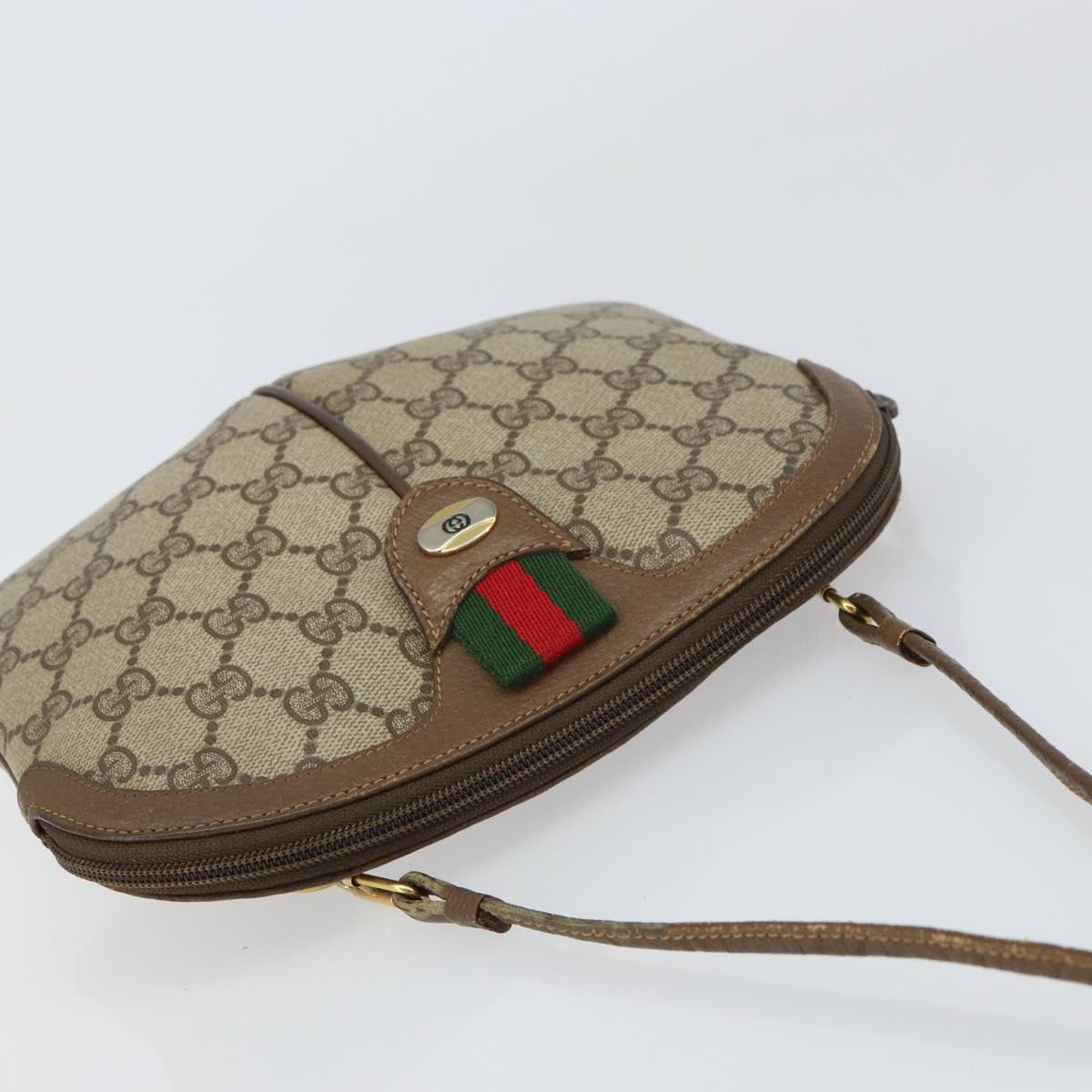 GUCCI GG Supreme Web Sherry Line Bag PVC Beige Gold 904 02 047 Auth 158689