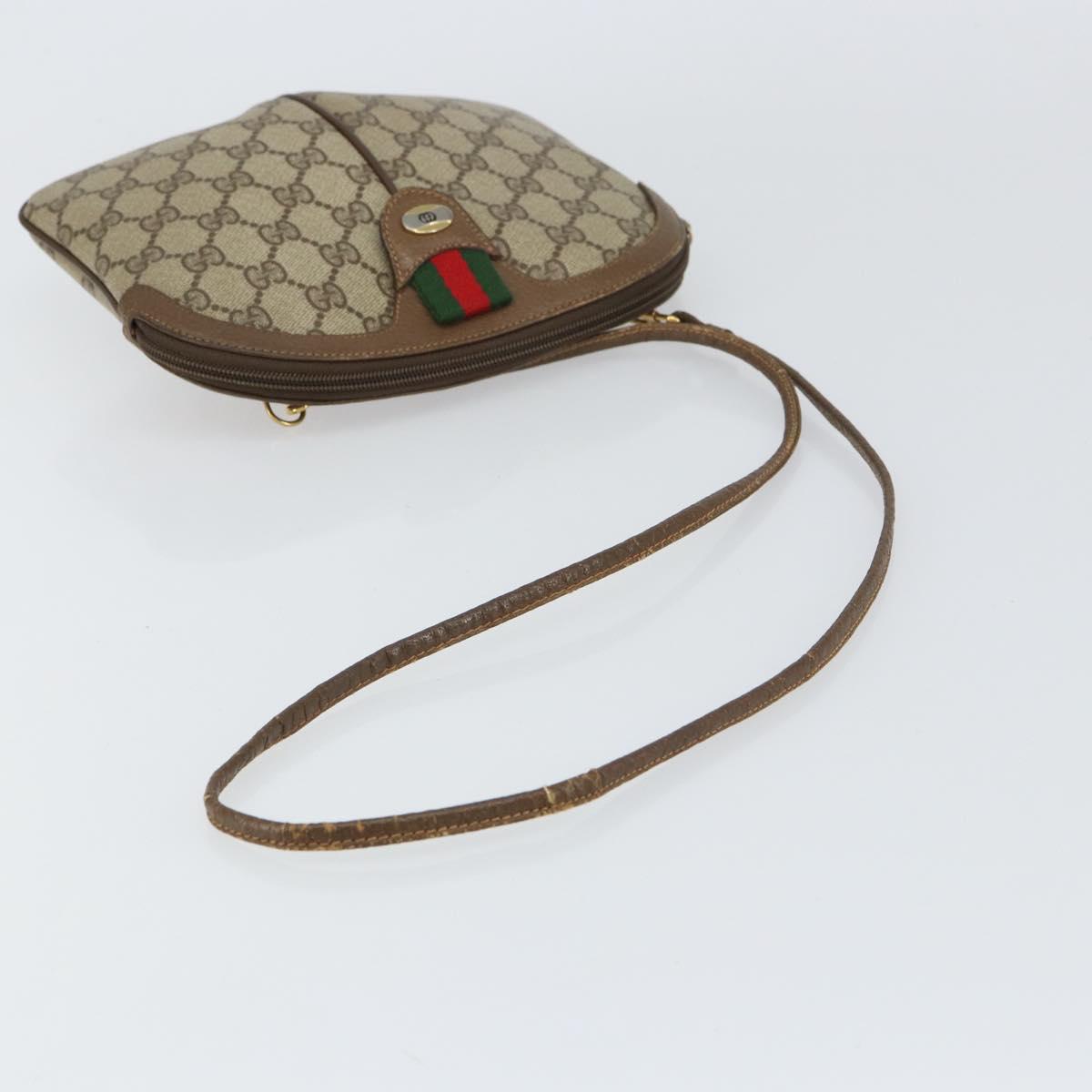 GUCCI GG Supreme Web Sherry Line Bag PVC Beige Gold 904 02 047 Auth 158689