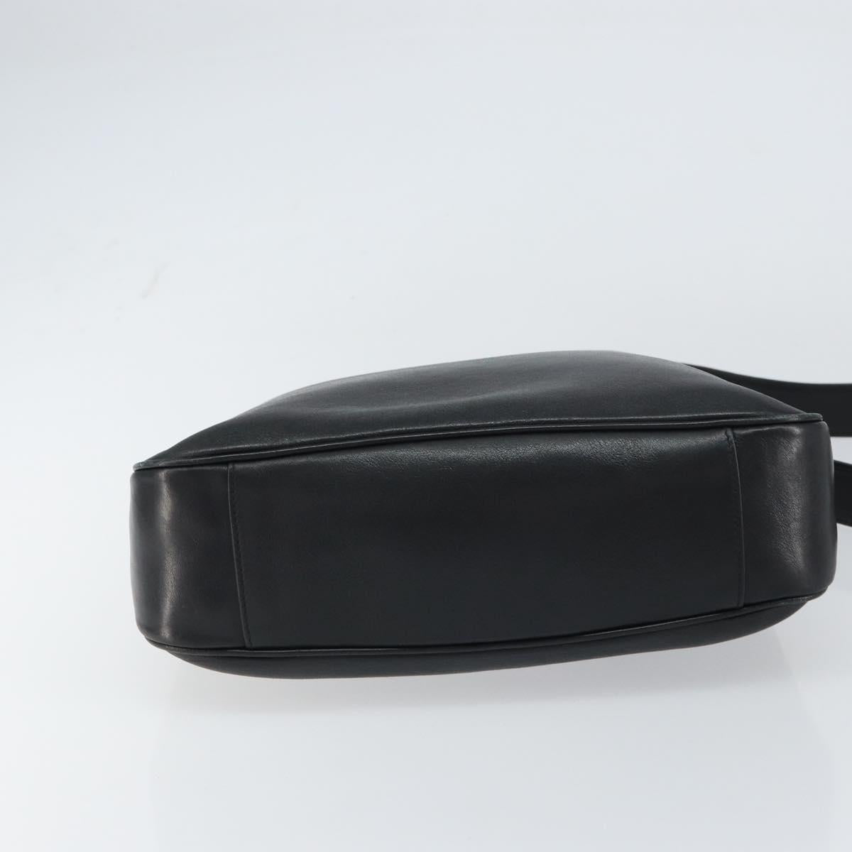 GUCCI Bamboo Shoulder Bag Leather 2way Black Gold 001 3444 1638 Auth 158690