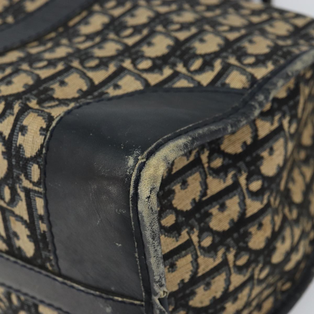 Christian Dior Trotter Canvas Boston Bag Navy Silver Auth 158691