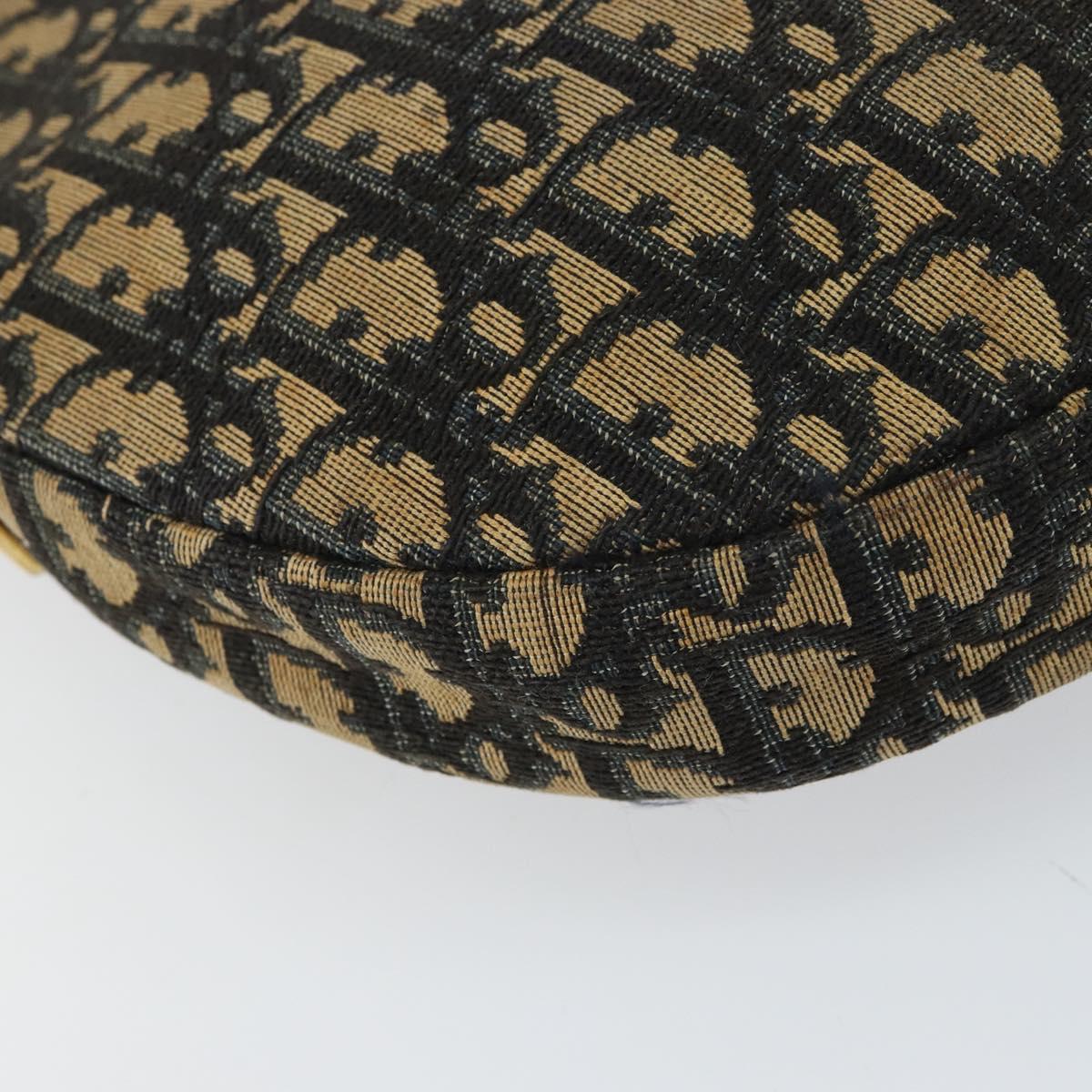 Christian Dior Trotter Canvas Shoulder Bag Navy Gold Auth 158694