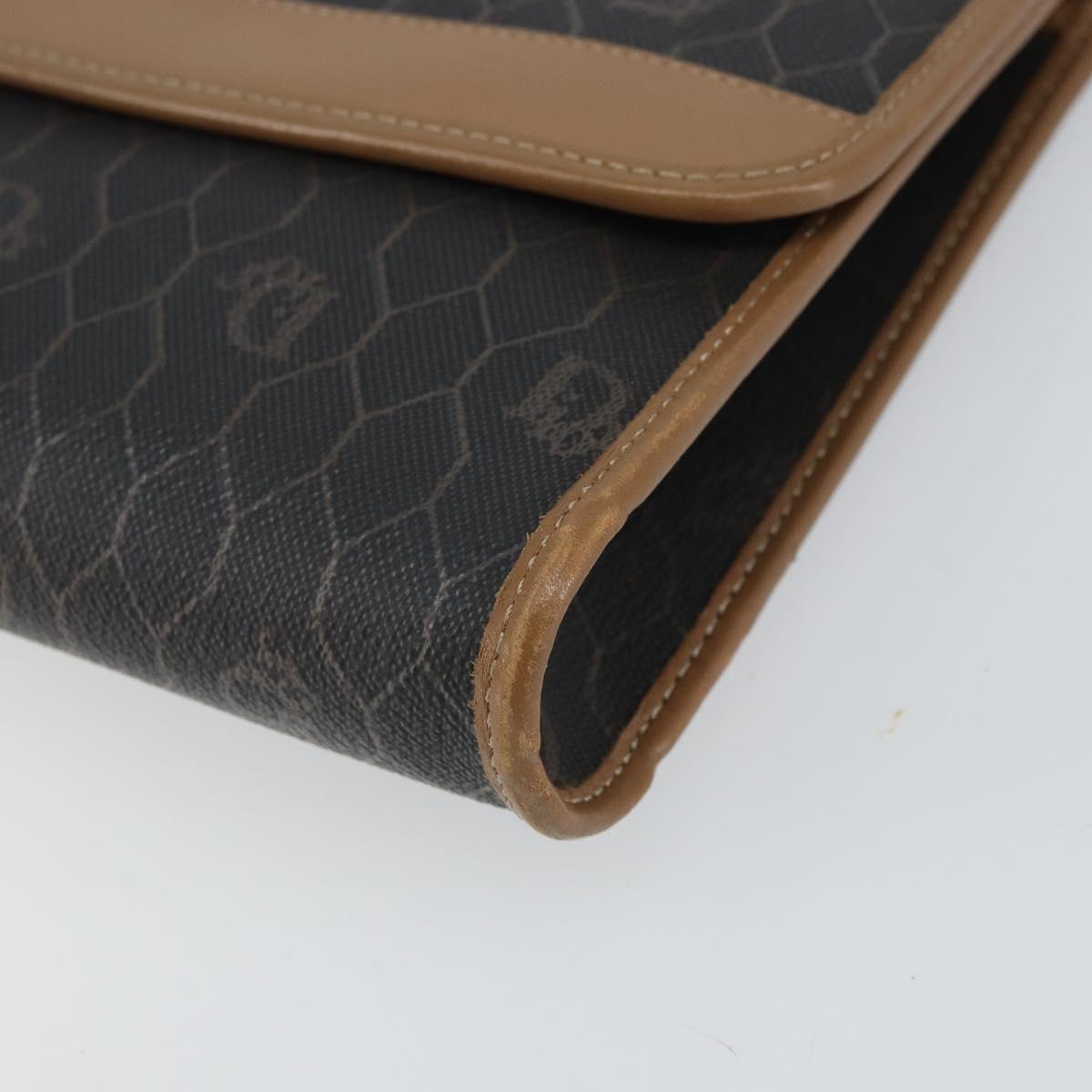 Christian Dior Honeycomb Canvas Chain Shoulder Bag PVC Black Gold Auth 158695