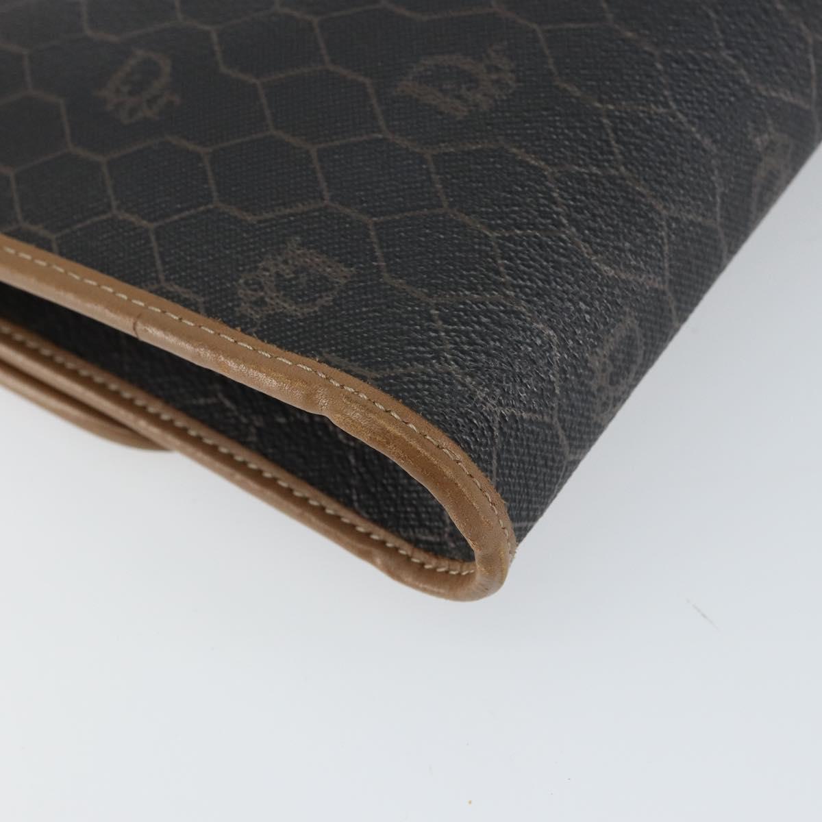 Christian Dior Honeycomb Canvas Chain Shoulder Bag PVC Black Gold Auth 158695