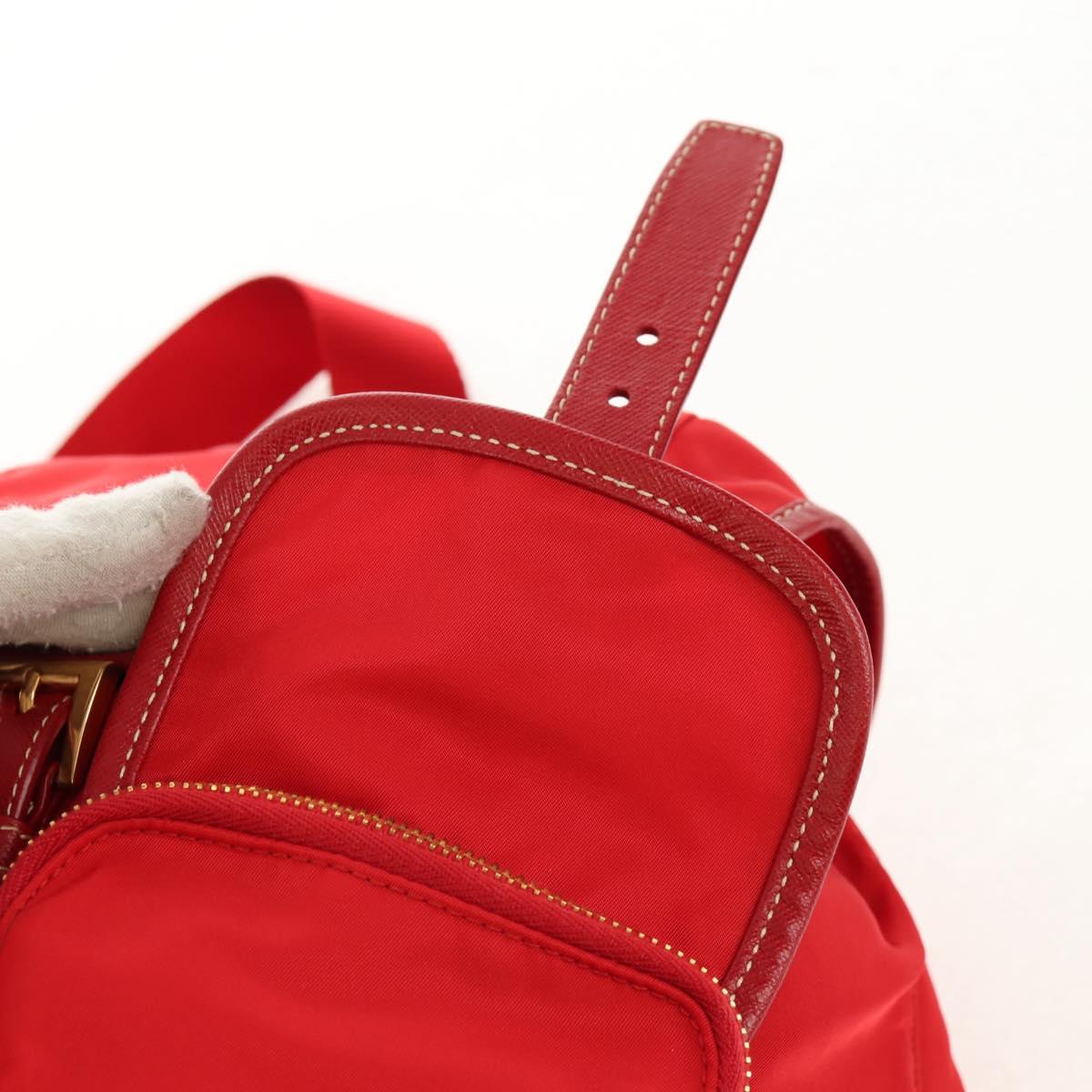 PRADA Backpack Nylon Red Gold Auth 158701V