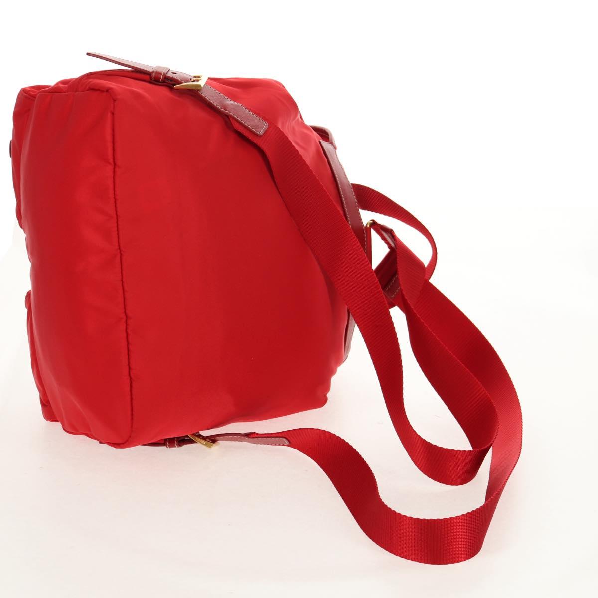 PRADA Backpack Nylon Red Gold Auth 158701V