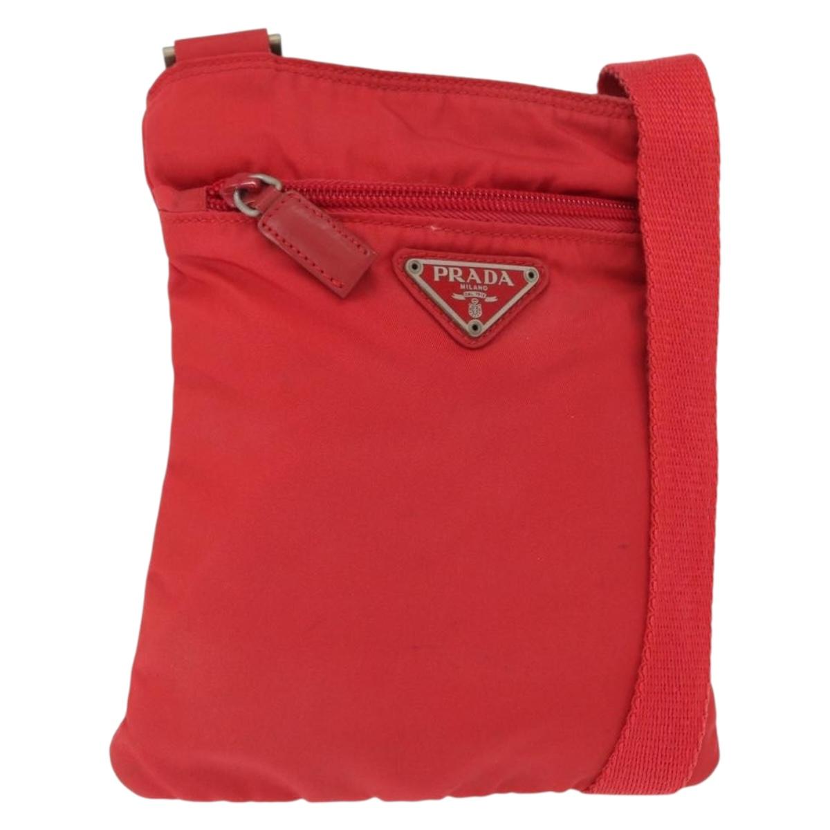 PRADA Shoulder Bag Nylon Red Auth 158704