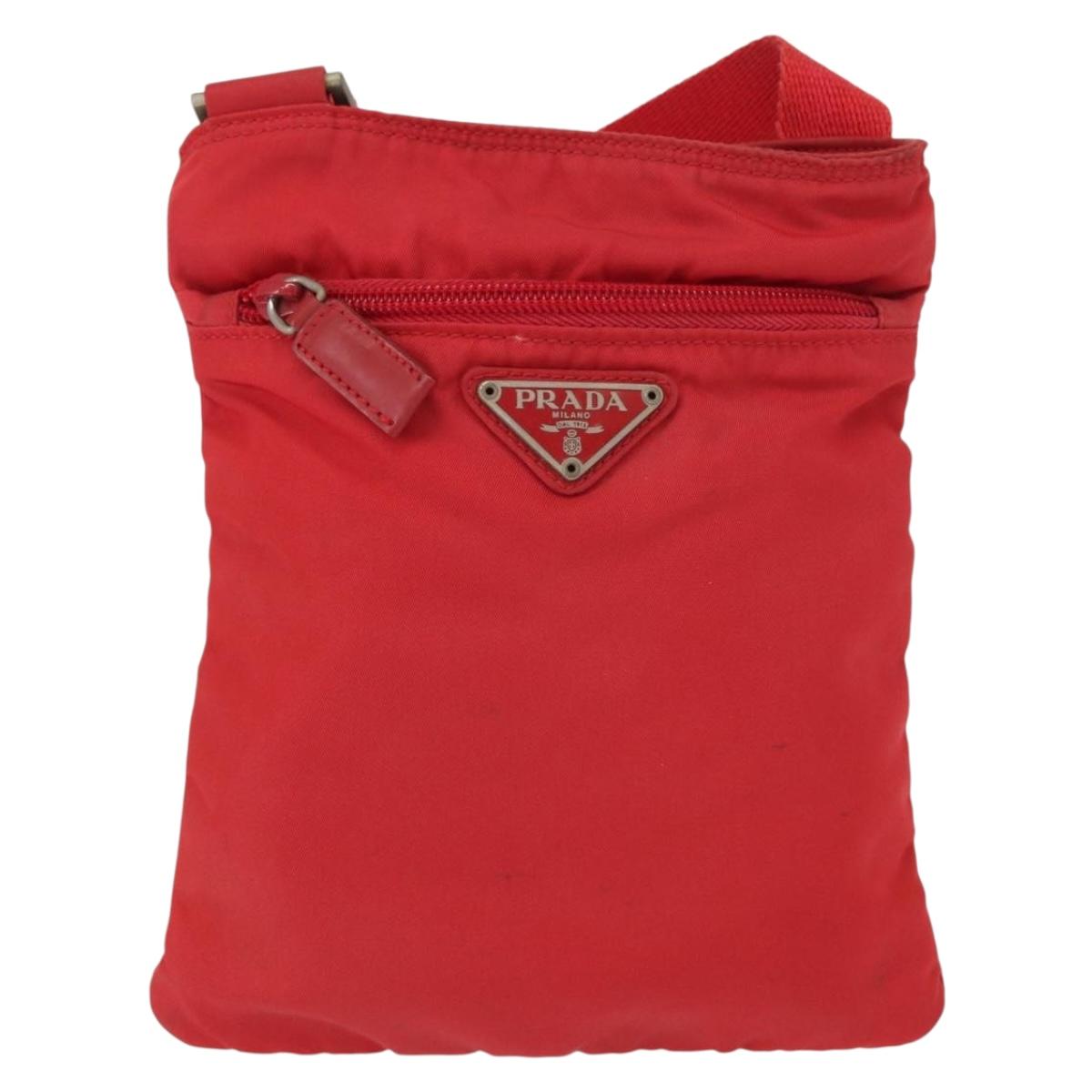 PRADA Shoulder Bag Nylon Red Auth 158704