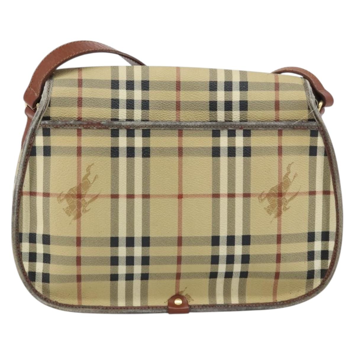 Burberrys Nova Check Shoulder Bag PVC Beige Gold Auth 158706