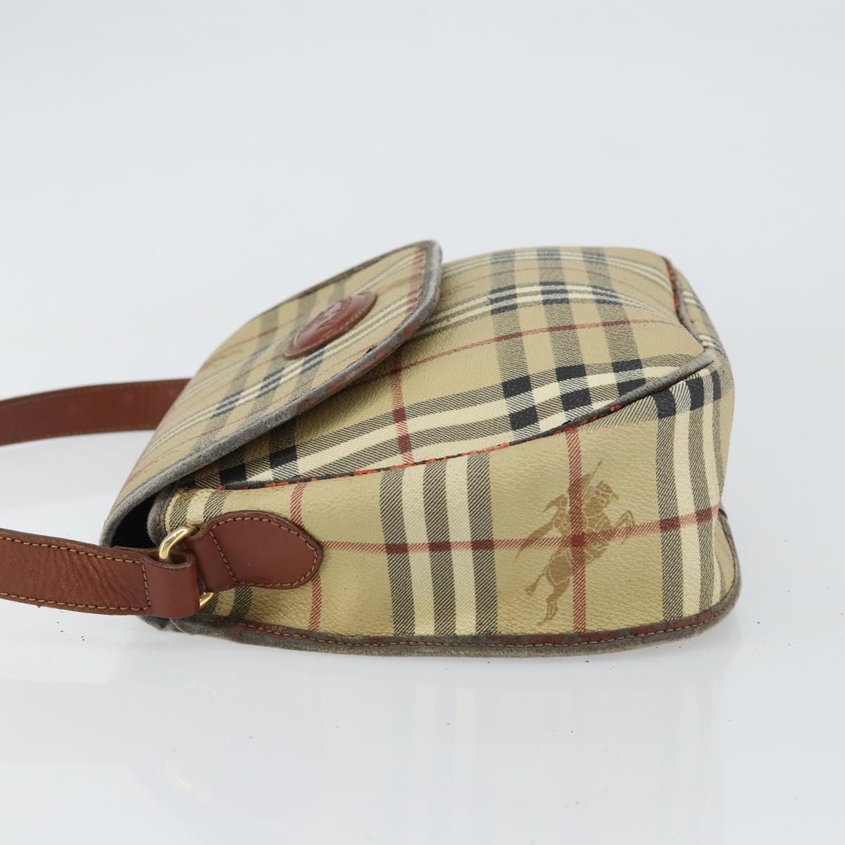 Burberrys Nova Check Shoulder Bag PVC Beige Gold Auth 158706