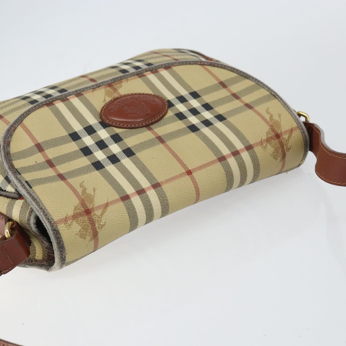 Burberrys Nova Check Shoulder Bag PVC Beige Gold Auth 158706