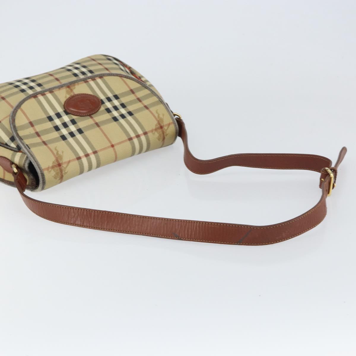 Burberrys Nova Check Shoulder Bag PVC Beige Gold Auth 158706