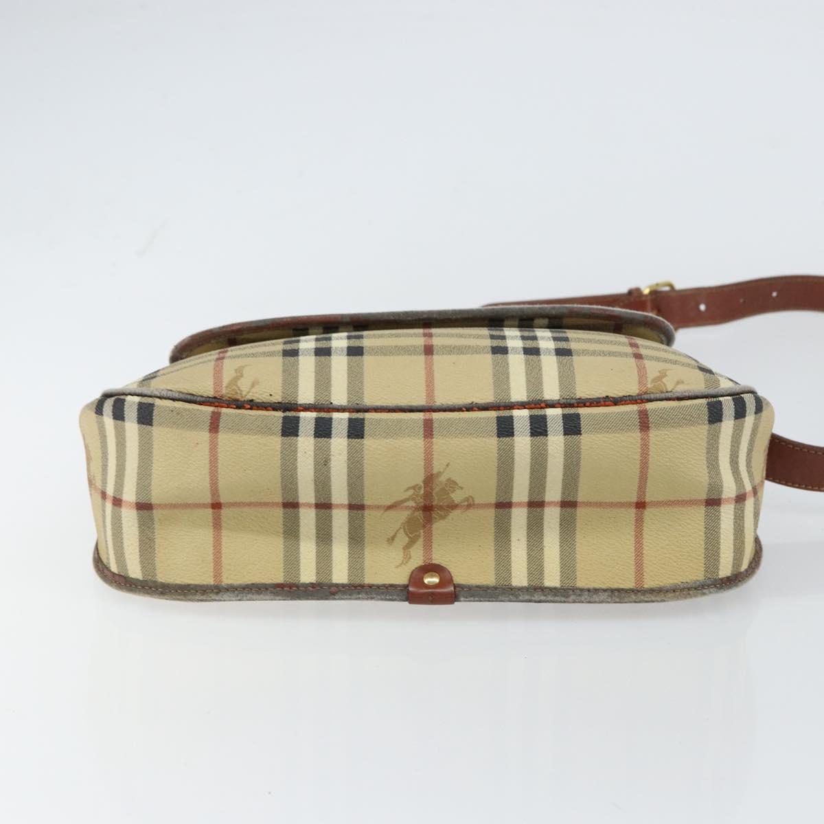 Burberrys Nova Check Shoulder Bag PVC Beige Gold Auth 158706